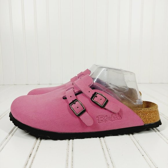 Birkenstock Shoes - NEW Birkenstock Boston Slip On Pink Leather Double Buckle Strap Mule Clogs B627